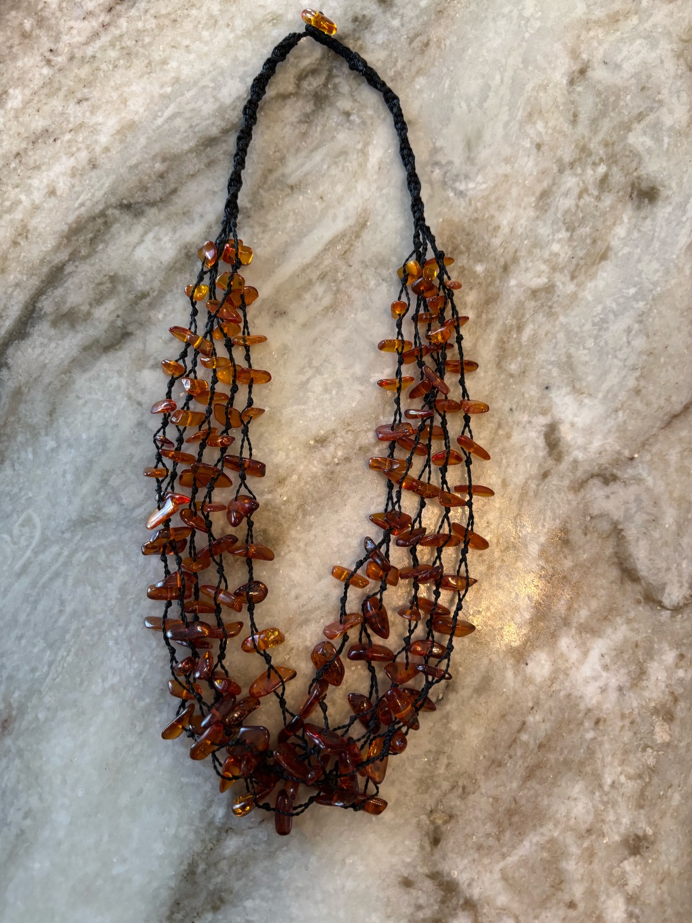 Handcrafted Baltic Amber Bead Multi-Strand (5) Rope Necklace
